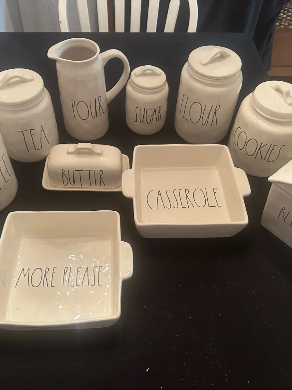 Rae Dunn Cream Ceramic Kitchen Canister and Bakeware Set